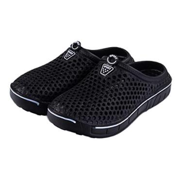 Imagem de Dawwoti Chinelos femininos deslizantes de cor sólida sandália com furo ajustável, Preto, 37 BR