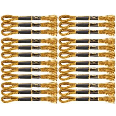 Imagem de Linha de bordado ponto cruz brilhante ouro trançado fio feito à mão novelos de algodão 24 unidades para costurar flores frutas animais desenhos animados itens artesanais