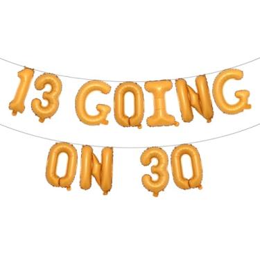 Imagem de 13 Going On 30 Banner multicolorido com glitter - decorações de festa de aniversário de 13 e 30 anos, lembrancinhas e suprimentos (13 GOING ON 30 Orange)