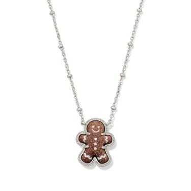 Imagem de Kendra Scott Colar feminino com pingente curto de gengibre, prata, marrom, dourado, tamanho único