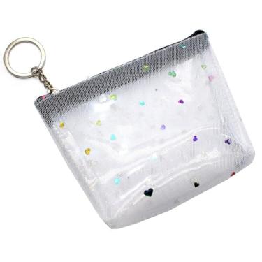 Imagem de Bolsa transparente para moedas, mini bolsa de maquiagem com zíper, pequena bolsa de cosméticos para mulheres, batons, chaves, essenciais