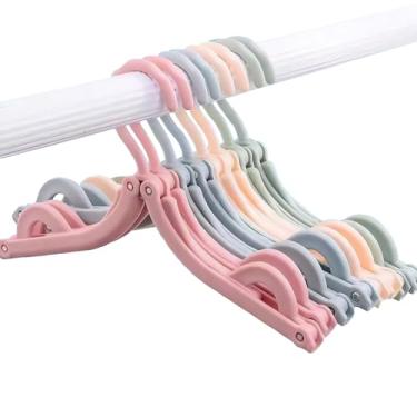 Imagem de Cabides de viagem dobráveis, pacote com 12, cabides de plástico multifuncionais, cores pastel