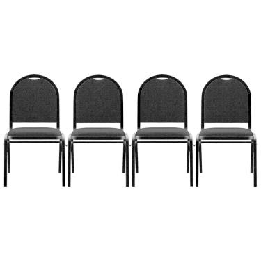 Imagem de Kit 4 Cadeiras Hoteleiras Auditório Empilhável Linho Z33 Preto - Mpozenato
