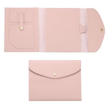 Imagem de Generic Capa de agenda, capa de couro para cartões de visita, documentos, caderno com suporte para caneta, bolso para telefone, compartimento para cartão, botão seguro, rosa