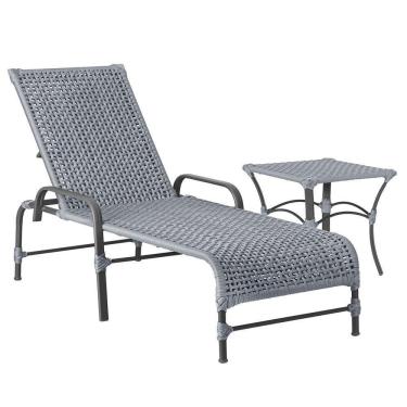 Imagem de Espreguiçadeira Alumínio Catar Mesa Corda Náutica Piscina Prata