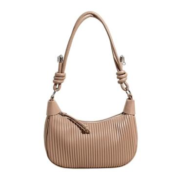 Imagem de Bolsa de ombro para mulheres, bolsa Hobo pequena mini bolsa transversal crescente bolsa de mão para férias nas axilas com fecho de zíper, Marrom