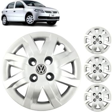 Imagem de Jogo 4 Calotas Aro 13 Vw Gol G5 e G6 2009 a 2014 Com Adesivo Logo Vw Resinado Grid 047CA