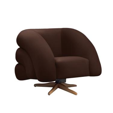 Imagem de Poltrona Giratória Orgânica Com Balanço Tana Bouclê E03 - D'rossi Cor Marrom