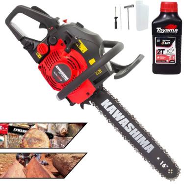 Imagem de Motor Serra Kawashima KCS420S À Gasolina 2T 42cc Sabre 16’` Motosserra Profissional Ideal Para Corte de Árvores e Desdobra de Madeira + ÓLEO TOYAMA