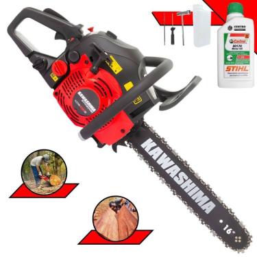 Imagem de Motorsserra Kawashima KCS-420S À Gasolina Motor 2T 42cc Motosserra Com Sabre 16’` de Fácil Manuseio Ideal Para Todos os Trabalhos + 1 ÓLEO STIHL 2T
