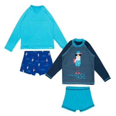 Imagem de Kit 2 Conjuntos Menino Blusa E Sunga Proteção Uv - Catarinense, Gaivot