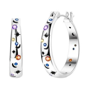 Imagem de Brincos De Argola Astral Em Forma De Borboleta Em Prata Esterlina 925 