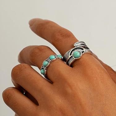 Imagem de Anéis de turquesa boêmios para mulheres, conjunto de anéis empilháveis, joias modernas, anel simples e versátil, presente para ela, Medium, Latão, Sem pedra preciosa