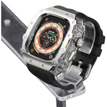 Imagem de VELORE Pulseira de relógio de aço inoxidável resistente, para Apple Watch séries 9/8/7 de 45 mm Ultra 2 de 49 mm e 44 mm, masculina e feminina, pulseira de relógio esportiva de borracha, 49MM, Ágata