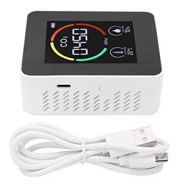 Imagem de Detector de CO2 Medidor de concentração de gás dióxido de carbono Monitoramento em tempo real Tela grande Máquina de medição de temperatura e umidade para home office Plantio