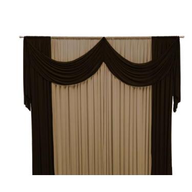 Imagem de Cortina Kátia Com Bandô Duplo Malha 2 Cores 2,00 x 1,70m Decoração Par