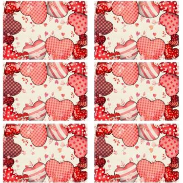Imagem de XCHI Jogo americano Love Hearts Dia dos Namorados, conjunto de 6 tapetes de mesa para festa, casa, cozinha, decoração de mesa de jantar, 30 x 45 cm
