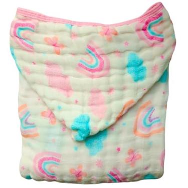 Imagem de Toalhão Banho Infantil Criança Grande Toalhão Banhão Fralda Soft c/Capuz Enxoval 100% Algodão (Nuvem Rosa)