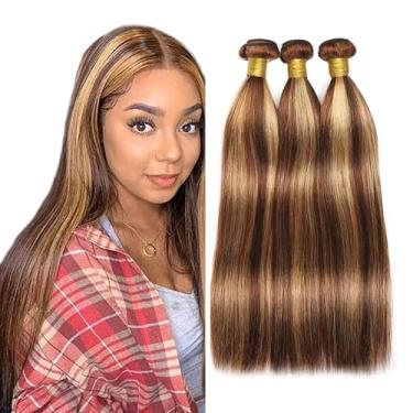 Imagem de Feixes de cabelo humano P4/27 Ombre Liso Pacote 76 76 76 cm Destaque Loiro Mel Extensões de Cabelo Remy Virgem Brasileira Não Processadas Ofertas Saudáveis e Macias