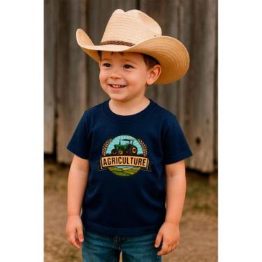 Imagem de Camiseta Infantil T Shirt Agro Moda Country Em Algodão Farmfun, Azul, 