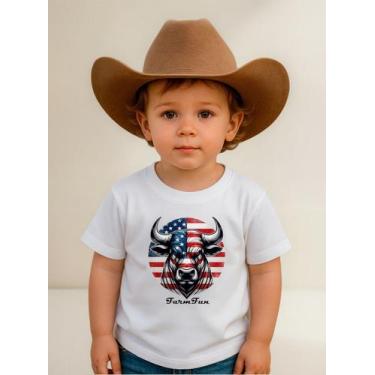 Imagem de Camiseta Infantil Boi Bravo Farmfun Em Algodão Respirável Toque Macio 