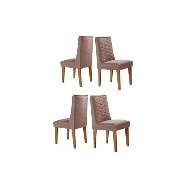 Imagem de Kit 4 Cadeiras de Cozinha Dafne 4 Un Naturale/Linho Capuccino - Rufato