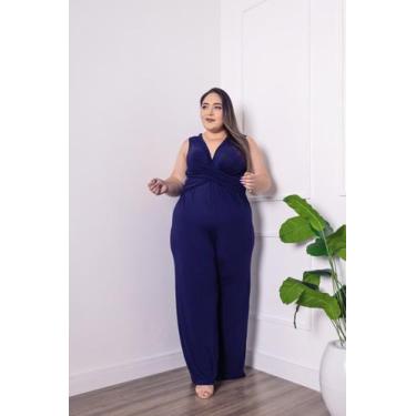 Imagem de Macacão Regata Plus Size Decote Torcido Cor:AzulTamanho:G1 - luh may, 
