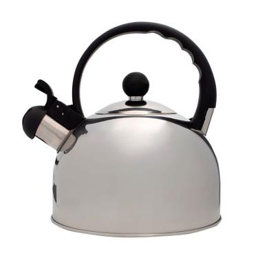 Imagem de Chaleira AJ10129 Ferve Agua 2L Aco Inox Apito Sonoro Alca Anatômica Protecao Termica Cozinha Inox Mimo