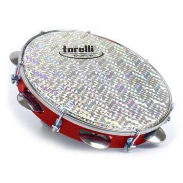 Imagem de Pandeiro Torelli Vermelho 10`` Pele Holografica Tp308Vm