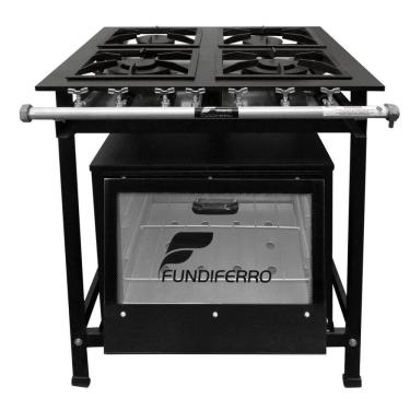 Imagem de Fogão Industrial 4 Bocas com Forno Tampa de Vidro - Fundiferro