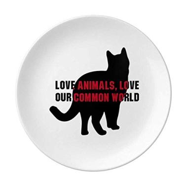 Imagem de Love Animals Love Our Common World Prato decorativo de porcelana para mesa de jantar