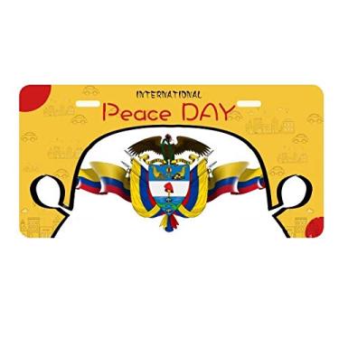 Imagem de DIYthinker Bandeira da Colômbia com emblema nacional para placa de carro Decoração Dia da Paz