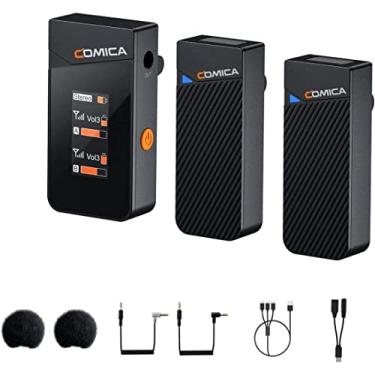 Imagem de Comica Vimo C2 Microfone de lapela sem fio 2.4G com 2 transmissores e 1 receptor para entrevistas, transmissão ao vivo e vlogging