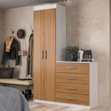 Imagem de Cômoda 4 Gavetas 2 Portas Larissa Yescasa Branco/Cinamomo