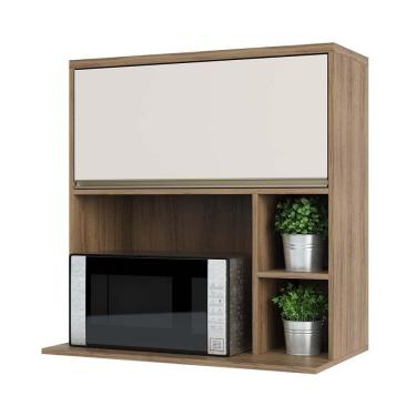 Imagem de Armário Aéreo 80 cm 1 Porta Basculante Nicho Micro Conjugado e Nicho Lateral Mel Luciane Móveis