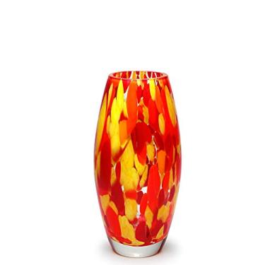 Imagem de Vaso Oliva P Multicor Amarelo, Laranja e Coral Murano Cristais Cadoro