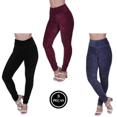 Calça Legging Feminina Anistia Veludo Cotele Grossa Cinza - Calça