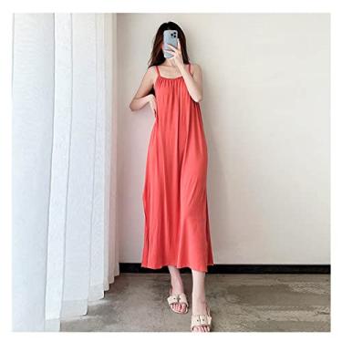 Imagem de Pijamas Femininas Saia Suspender, Mulheres Vestes Algodão Leve, Soft Sleepwear Senhoras Loungewear (Color : Orange, Size : X-Large)