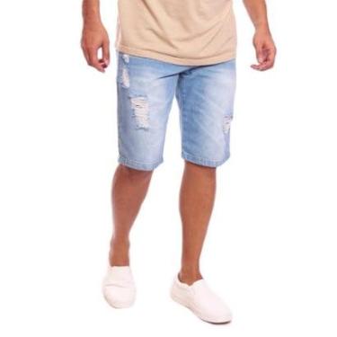 Imagem de Bermuda Jeans Masculino Destroyed OMG Denim Rasgado-Masculino