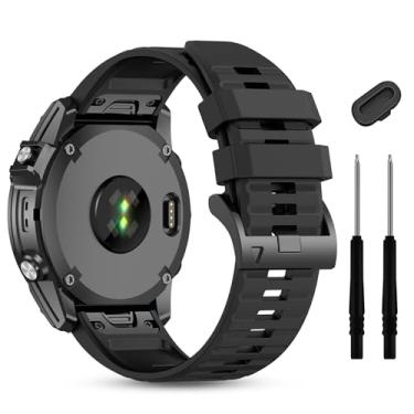 Imagem de Pulseiras esportivas de silicone de 26 mm compatíveis com Garmin tactix 8 Fenix8 AMOLED 51 mm/Fenix 7X/7X Pro/6X/6X Pro/5X/5X Plus/3/3 HR, pulseira de relógio para Garmin Descent Mk2/2i/3i 51