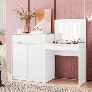 Imagem de Penteadeira com Espelho Trend 2 Portas 1 Gaveta Branca