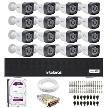 Imagem de Kit 16 Câmeras Tudo Forte TF 2020 B Full HD 1080p Bullet Visão Noturna 20M Proteção IP66 Dvr Intelbras MHDX 3116-C 16 Canais HD 1TB Purple