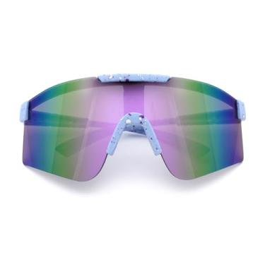 Imagem de Xloop Óculos de sol esportivos de plástico sem aro para meninos tamanho infantil MTB Shield Color Mirror, Lavanda - Espelho lavanda, 5 1/8" (131mm) x 2" (50mm)