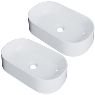 Imagem de Kit 02 Cubas de Apoio Oval Para Banheiro Lavabo Laila C01 O42W Branco - Lyam