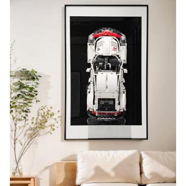 Imagem de iCUANUTY Suporte de parede para Lego Technic Porsche 911 RSR carro de corrida 42096, quadro de exibição de metal decorativo exclusivo para suporte de parede de carro Lego - presentes ideais para