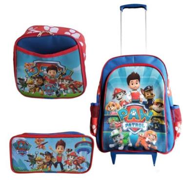Imagem de Kit mochila de rodinhas pequena safari creche infantil escolar criança