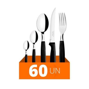 Imagem de Faqueiro 60 Pçs Ipanema Aço Inox Cabo Preto Ptop Tramontina