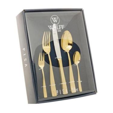 Imagem de Jogo De Faqueiro De Aço Inox 30 Peças Avalon Dourado - Wolff
