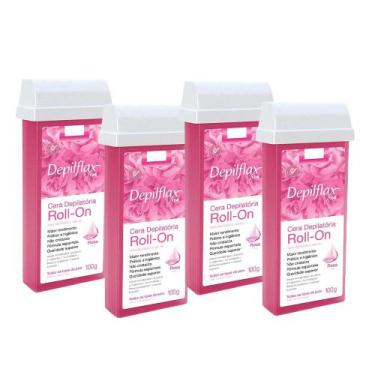 Imagem de Kit 4 Refil Ceras para Depilação Roll On Quente Rosa Mel Depilatória 1
