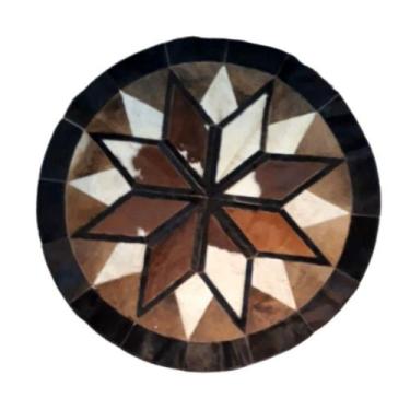 Imagem de Tapete De Couro 1,20 Diâmetro Estrela Marrom E Branco - Joli Tapetes